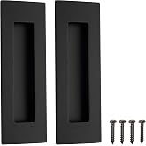 Malimali 6 Inch Recessed Pocket Door Pull Sliding Door Handle Hardware | Stainless Steel Finger Flush Pulls for Sliding Closet Door/Barn Door, Pocket Door Hardware, Rectangular, Matte Black 2 Pack