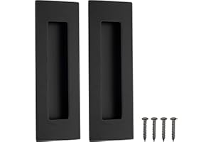 Malimali 6 Inch Recessed Finger Flush Pulls for Pocket Door Closet Door, Sliding Barn Door Handle, Matte Black Stainless Stee