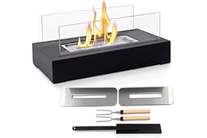 TOP CLADD Tabletop Fire Pit – Portable Fire Pit for Dinner Parties & Gift - Modern Tabletop Smores Maker with Adjustable Flame, 4 Hour Burn Time, Ideal for Indoor & Outdoor Use – Rectangular