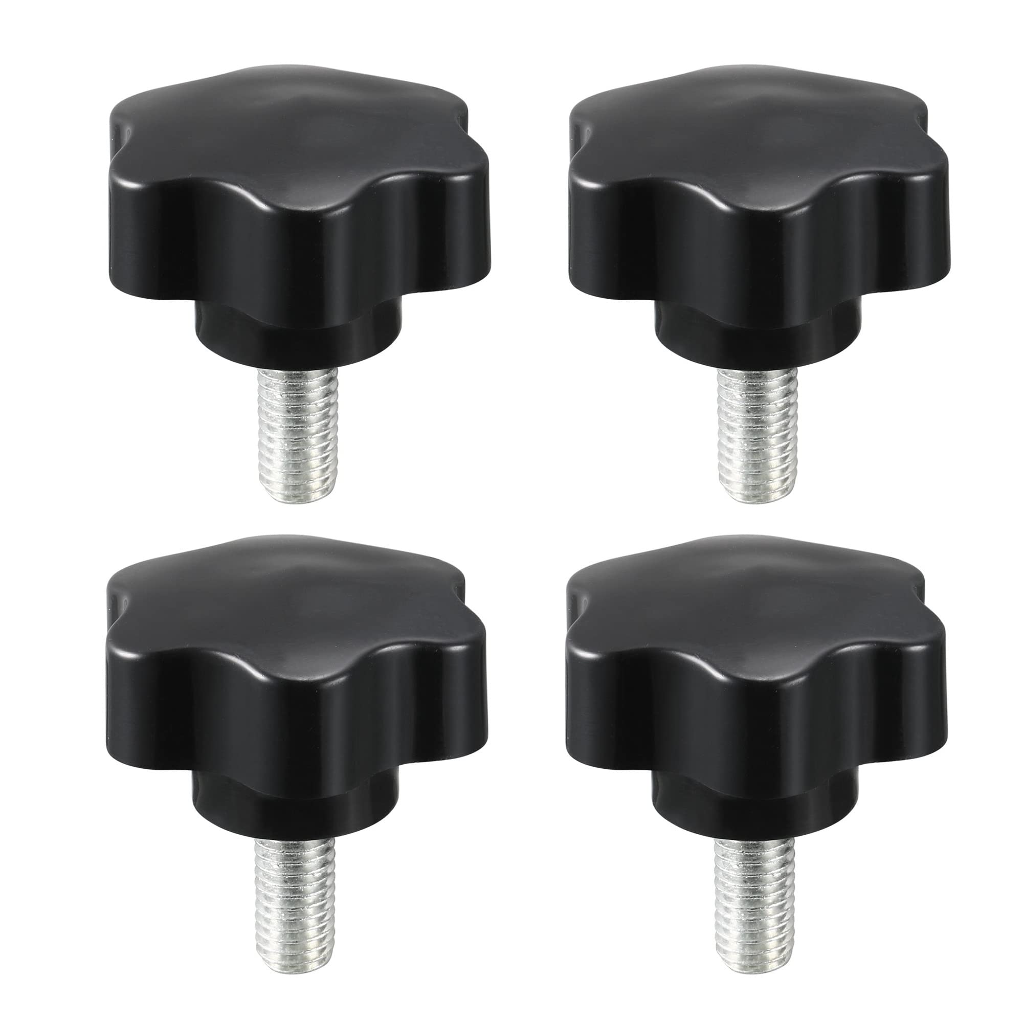 uxcell Clamping Screw Knob, 48mm Dia Plum Hex Shaped Grips Star Knob M10 x 25mm Male Thread, 4pcs
