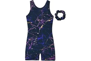 JESKIDS Leotards for Girls Gymnastics with Shorts Dance Biketards Tumbling Matching Hair Scrunchie 3~15 Years