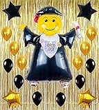 Jumbo Graduation Balloons Kit- Black Gold Party Decorations Supplies Grad Ornaments