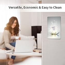 Green Lotus Flower White Decor Print Light Switch