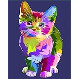 Paint by Numbers DIY Acrylic Painting Kit for Kids & Adults by iCoostor – 16” x 20” Colorful Cat Pattern