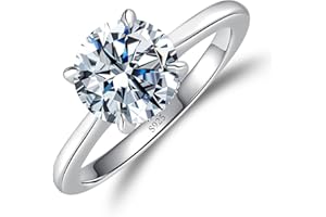 Elio Passero Engagement Rings for Women,925 Sterling Silver CZ Round Solitaire Engagement Ring with 18K Gold Plated,Promise Engagement Wedding Bands Couple Rings for Her 1.5/2/3/4/5CT