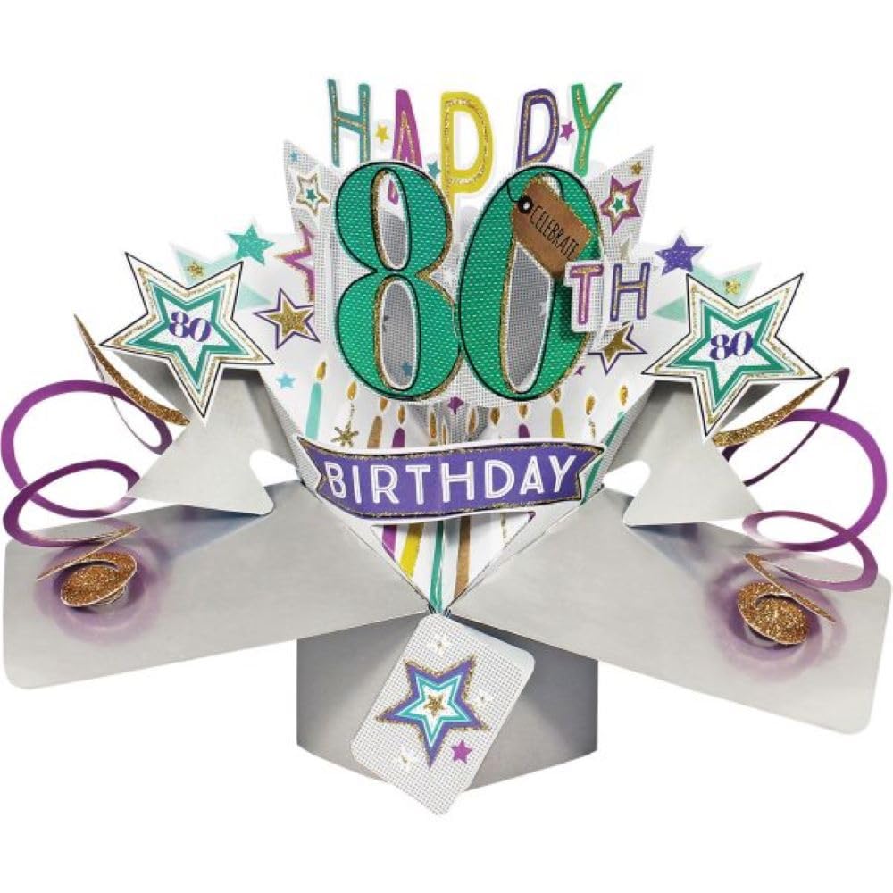 Happy 80th Birthday Pop-Up Greeting Card Original Second Nature 3D Pop Up Cards