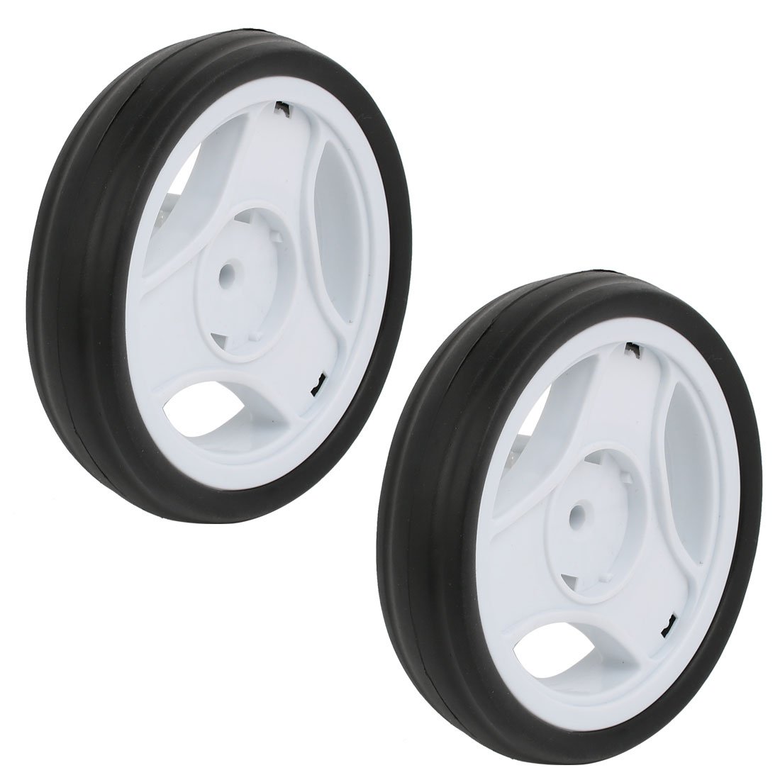 sourcingmap 2pcs 115mm Dia Plastic Single Wheel Pulley Rolling Roller White 6x22mm