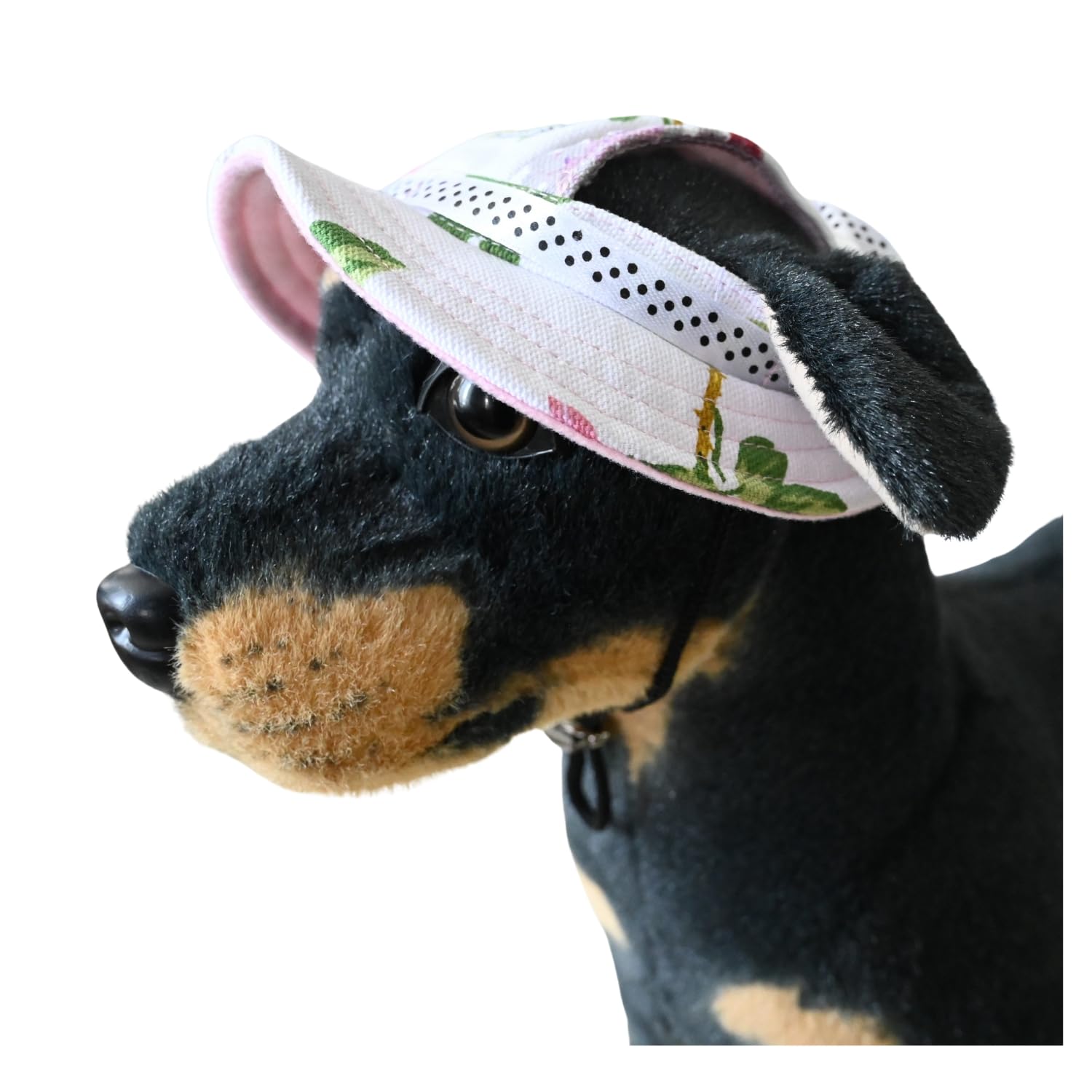 BT Bear Dog Hat - Breathable Round Cap with Ear Holes, Sun Protection for Small Dogs (Flower, M)