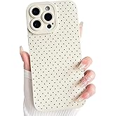 NITITOP Compatible with iPhone 13 Pro Case Cute Aesthetic Little Polka Dots Pattern Design for Women Men Girls Soft TPU Shockproof Stylish Full Camera Protective Phone Cover - White Black