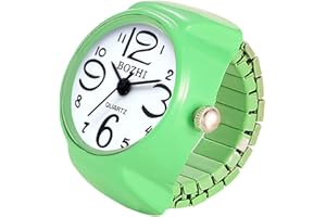 JewelryWe Men Women Finger Watch Round Analog Easy Read Quartz Finger Rings Watches, Adjustable Size Clock Ring for Christmas