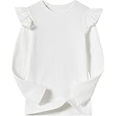 Beganly Girls Long Sleeve T-Shirt Cotton Rib-Knit Tees Toddler Stretch Basic Warm Round Neck Tops
