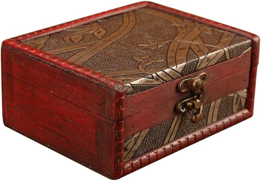 JKRTR Jewelry Box Vintage Wood Handmade Box With Mini Metal Lock For Storing Jewelry