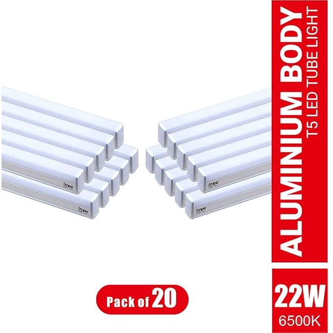 imee Strong Aluminium Body T5 LED Tube Light with Fitting Clamps and Screws (Cool Day Light, 6500K, 2200 Lumens, 22 Watts, Batten Length 4 ft) - Pack of 20