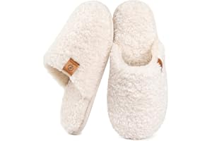 EverFoams Women's Cozy Soft Fuzzy Faux Alpine Shearling Memory Foam Lightweight Non-slip Durable Delicate Gift Slip on Slippe