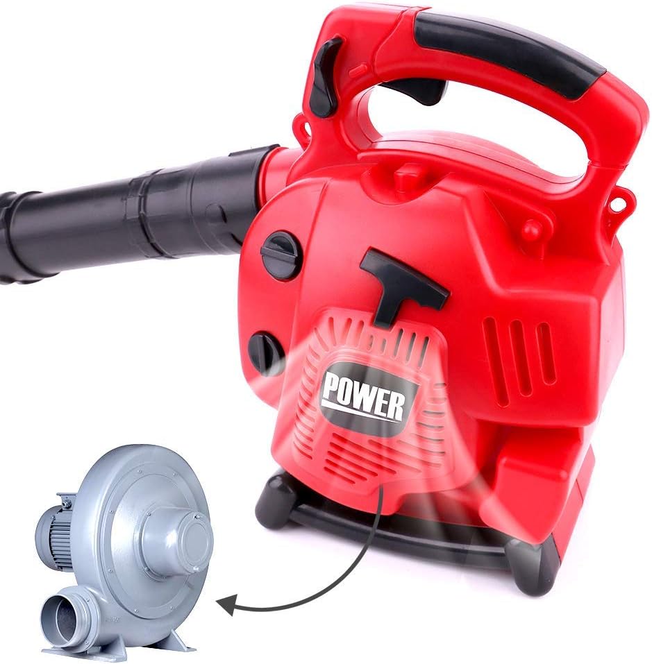 kids play leaf blower