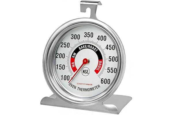 (Large Oven Thermometer) - Large 8.9cm Dial Oven Thermometer with Extra Large Hanger & Base Plate - Safety Leave-in Oven,NSF
