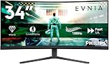 Philips Evnia 34in Curved WQHD 180Hz 0.5ms HDR10 FreeSync Premium view 2