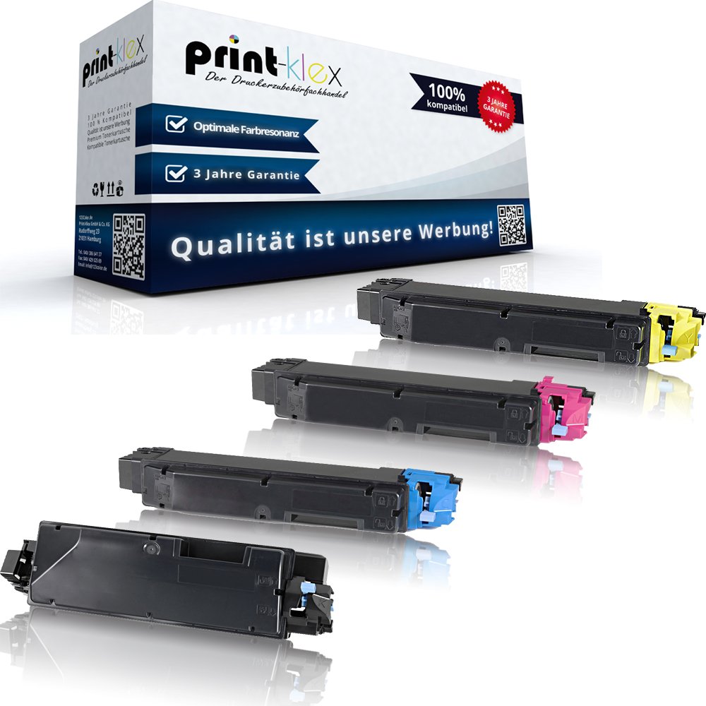 Print-Klex 4x Compatible Toner Cartridges for Kyocera ECOSYS M6030cdn M6530cdn P6130cdn TK5140 TK 5140 TK 5140K TK5140K TK-5140 K Black Blue Red Yellow - Office Print Series