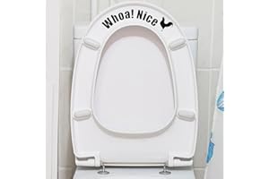Funny Whoa Nice Cock Toilet Sticker Decal, Waterproof Vinyl Wall Art Sign Decor, Removable Self-Adhesive Toilet Seat Quote Mu