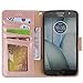 Moto G5S plus Case,Moto G5S plus wallet Case,Arae [Wrist Strap] Flip Folio [Kickstand Feature] PU leather wallet case with ID&Credit Card Pockets For Moto G5S plus (Not for G5 plus),rose gold