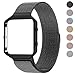 Fitbit Blaze Bands with Frame, PUGO TOP Stainless Steel Metal Magnetic Milanese Replacement Band for Fitbit Blaze Smart Watch (Black Milanese Band with Black Metal Frame, Large: 6” -9.4”)