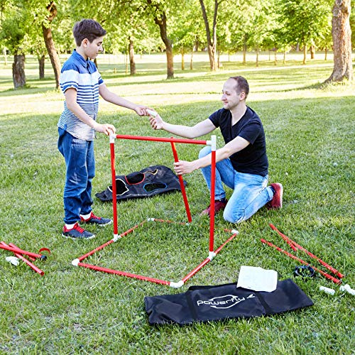 Powerfly Kids Football Toss Game - 2-in-1 Football Target Net & Field Goal Post - Outdoor or Indoor Throwing Practice - Best Sports Toys for Boys 2019