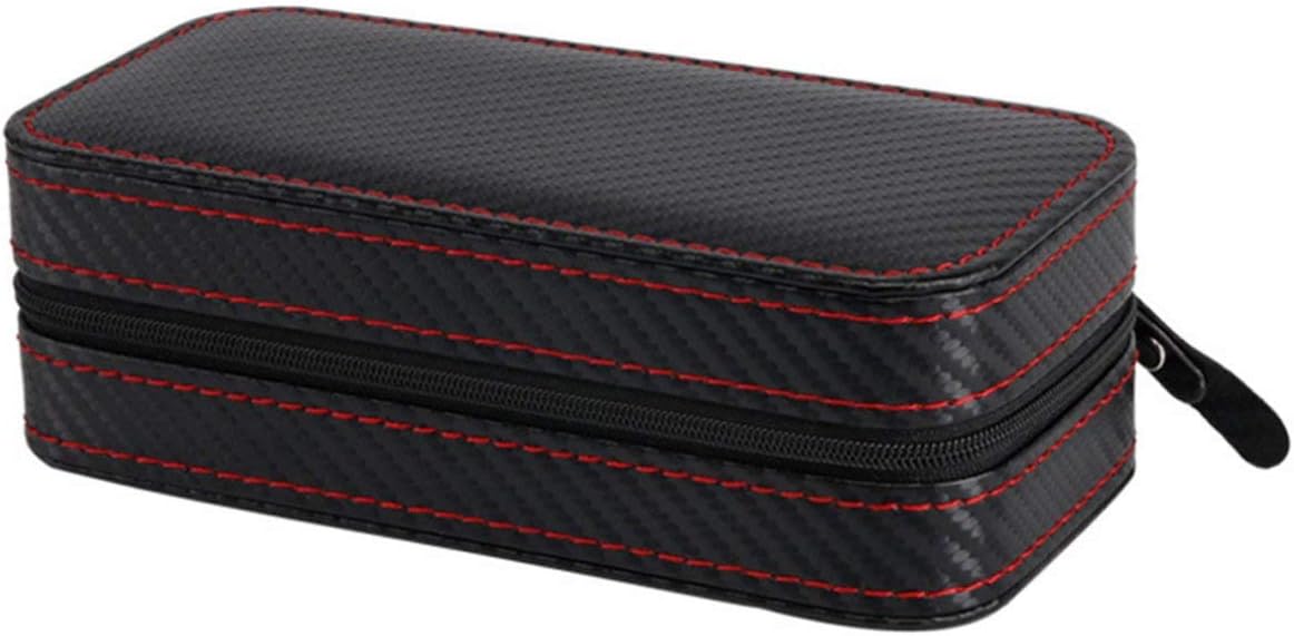 2 Slots Carbon Fibre Luxury Leather Zippered Watch Box Display Jewelry Storage Organizer Portable Travel Watch Holder Case