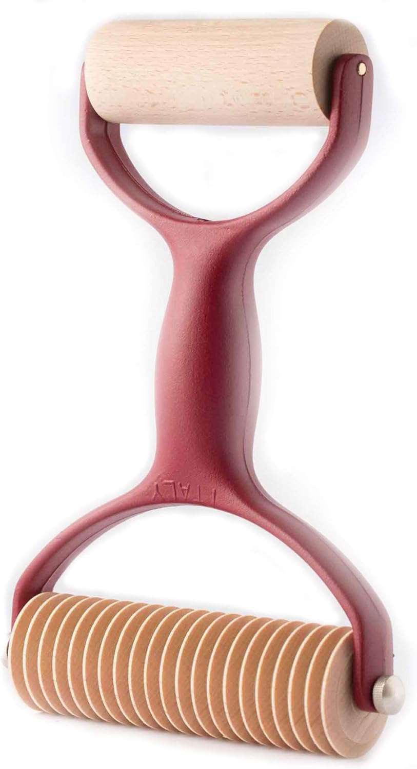 Eppicotispai PATTY Pasta Roller and Cutter For Making Spaghetti, Fettuccine, Tagliatelle or Pappardelle, Red Handle