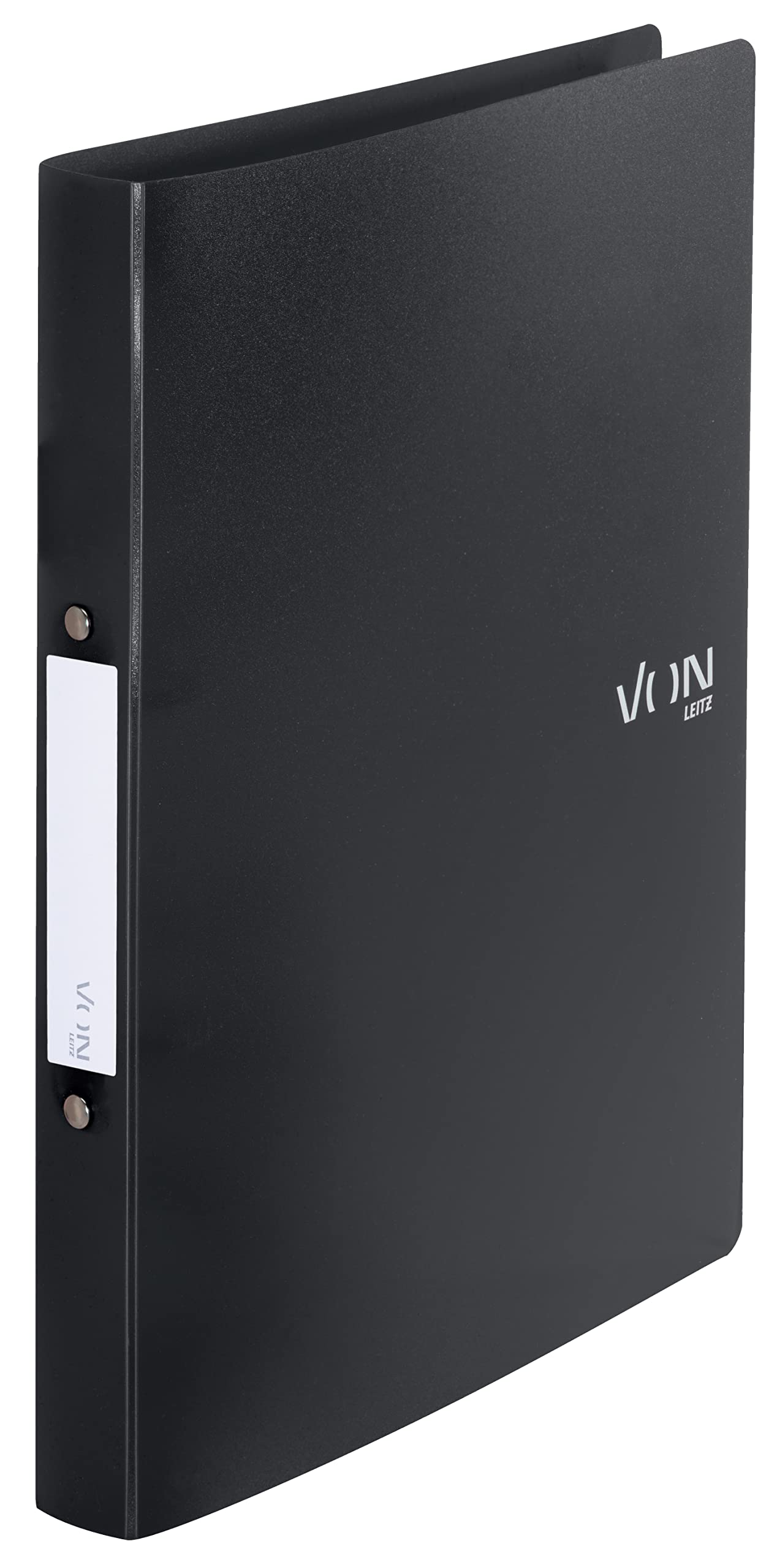 VON Leitz 42470095 Ring Binder A4 with 2 Rings Polypropylene Folder 30 mm Spine Width for 190 Sheets Ring Mechanism for School, Study and Household Pack of 5 Black