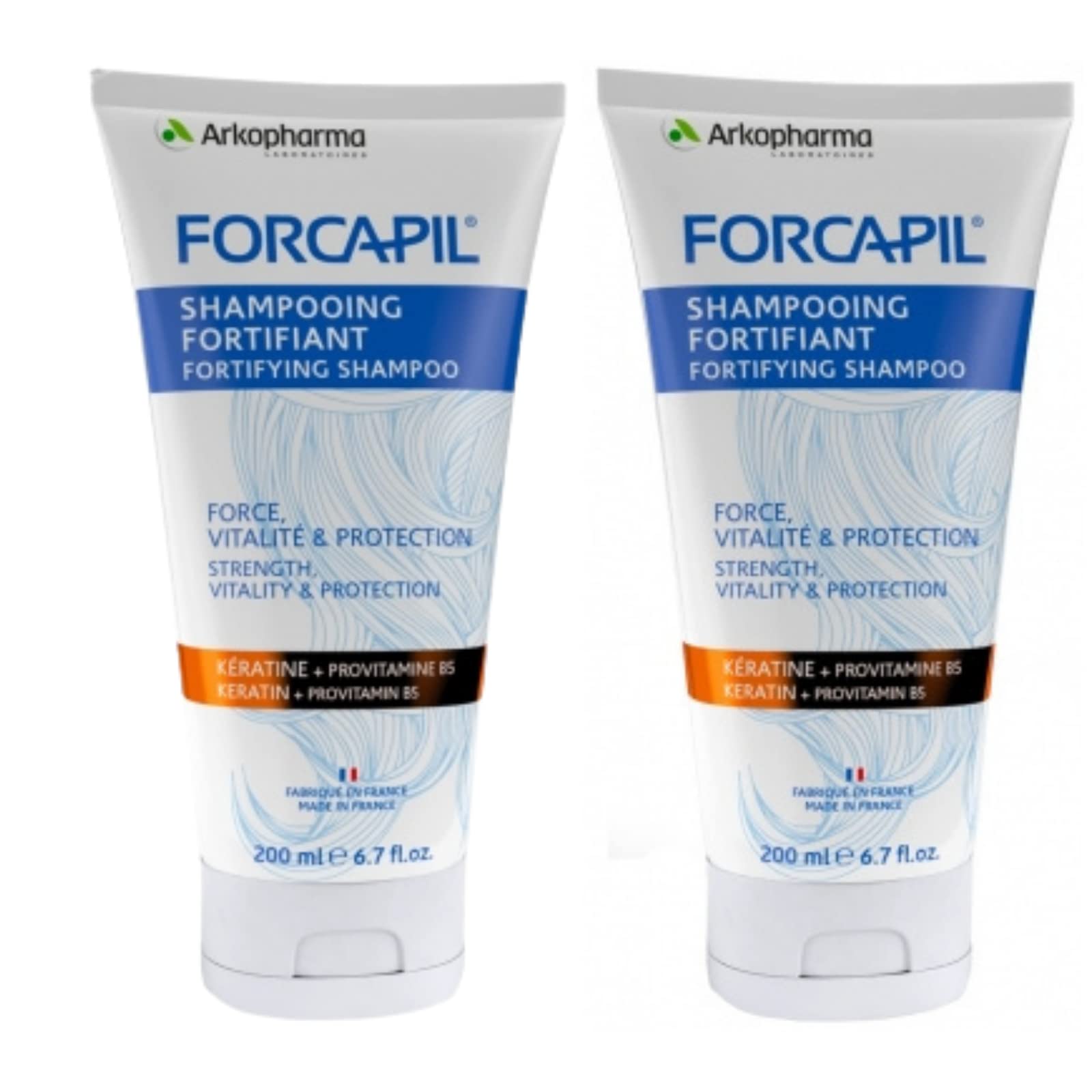 Forcapil Arkopharma Fortifiant Fortifying Keratin Shampoo 200ml with Provitamin B5 2 Pack (2 x 200ml)