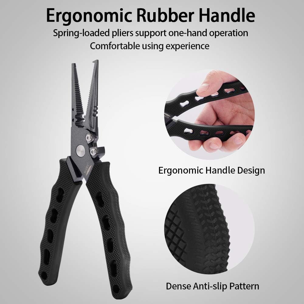ECOFT Fishing Pliers Stainless Steel Fishing Tools Split Ring Multifunction Pliers with Saltwater Corrosion Resistant Teflon Coating Fishing Gear Holder with Sheath and Lanyard : Sports & Outdoors