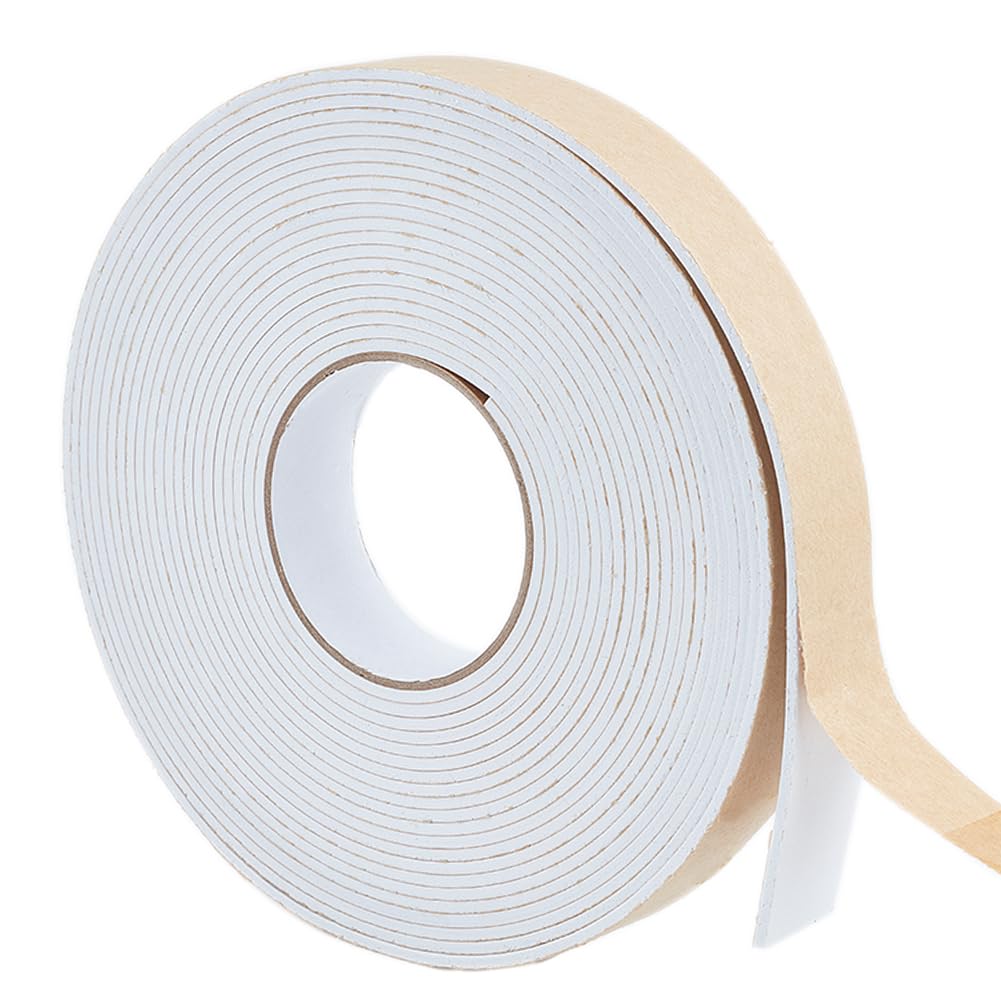 BENECREAT 10m White Foam Seal Strips Tape, 30mmx3mm High Density Foam Weather Stripping for Furniture, Cars, Speakers, Sports Equipment, 30mmx3mm-10m (AJEW-WH0347-27B-01-EU)