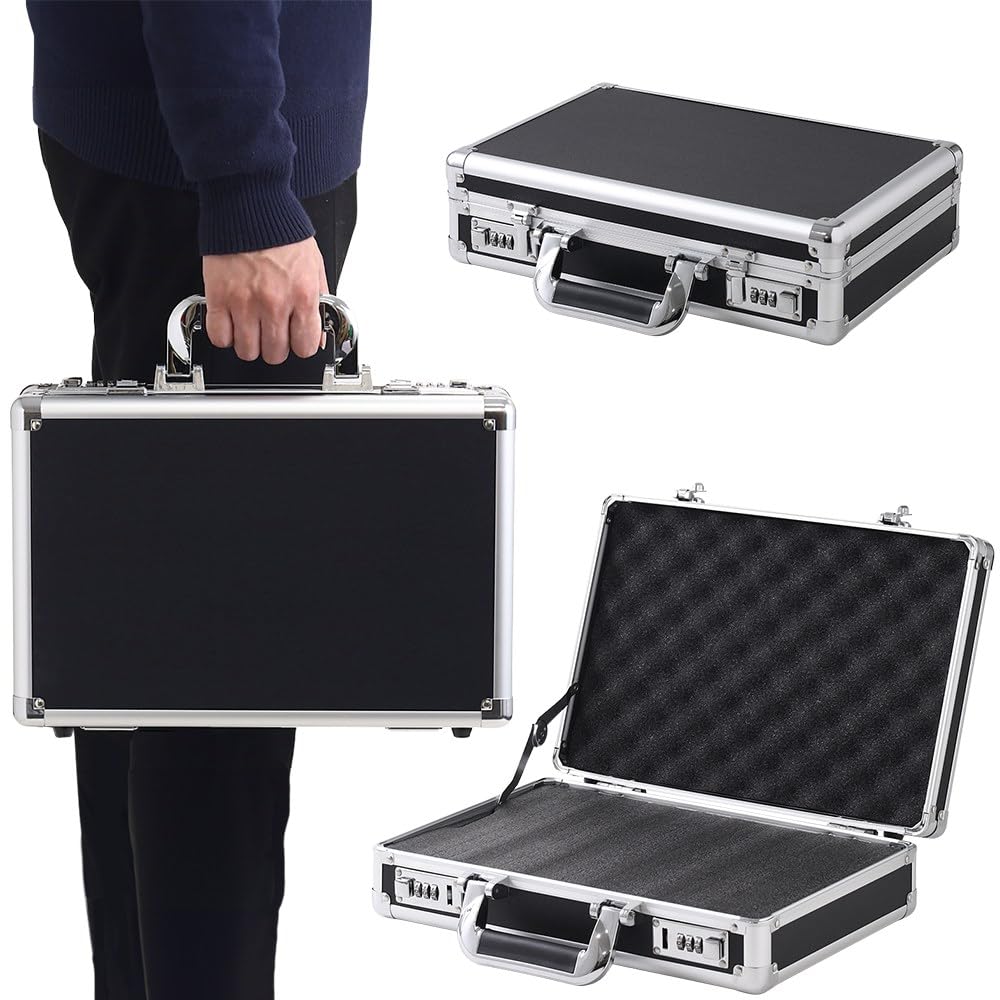 Photo 1 of Japard Hard Case, 14" x 9" x 4" Portable Waterproof Hard Laptop Case with Customizable Foam, Weather Shockproof 2 Combination Locks, Ideal for Cameras, Laptops and Drones