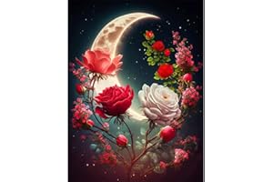 bleihum Moon Diamond Painting Kits for Adults-Flower Diamond Art for Adult,Rose Gem Painting Crafts Home Wall Decor,DIY 5D Gem Art Tree Perfect for Relaxation(12x16 Inch)