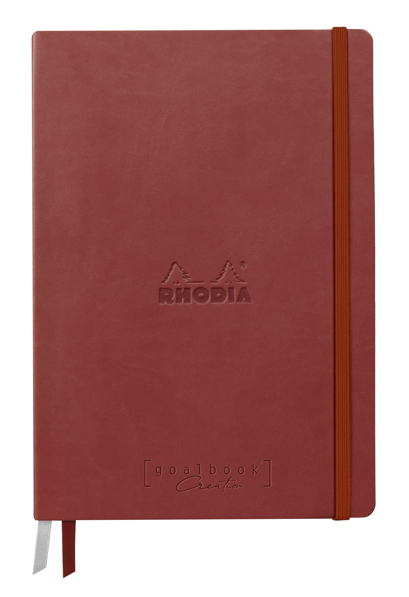 RHODIA 194153C - Rigid Notebook Goalbook Creation Orangerot - A5 - 14.8x21cm Plain - 100 pages White Technical Wash 200g/m² - 2 Ribbons Imitation Leather Cover — image 1