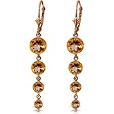14k Solid Rose Gold Chandelier Earrings with Natural Citrines