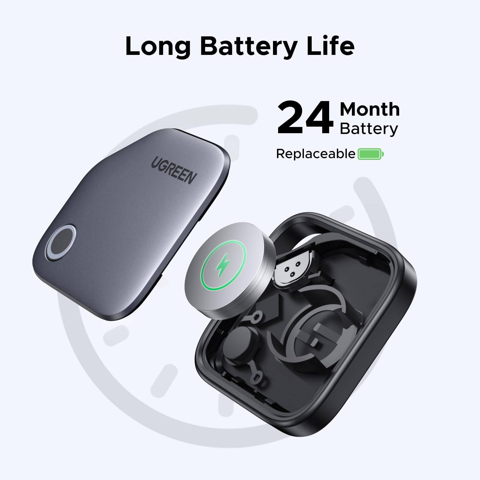 UGREEN FineTrack Smart Finder Compatible with Apple Find My (iOS Only) 2-Year Replaceable Battery Bluetooth Tracker Tags, Item Finder Smart Tag for Key Luggage Passport with Alarm& Left-Behind Remind