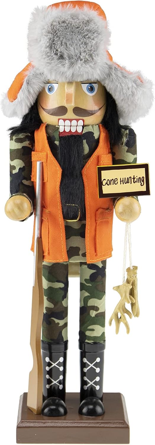 Nutcrackers - Clever Creations Hunter 14 Inch Traditional Wooden Nutcracker, Festive Christmas Décor for Shelves and Tables
