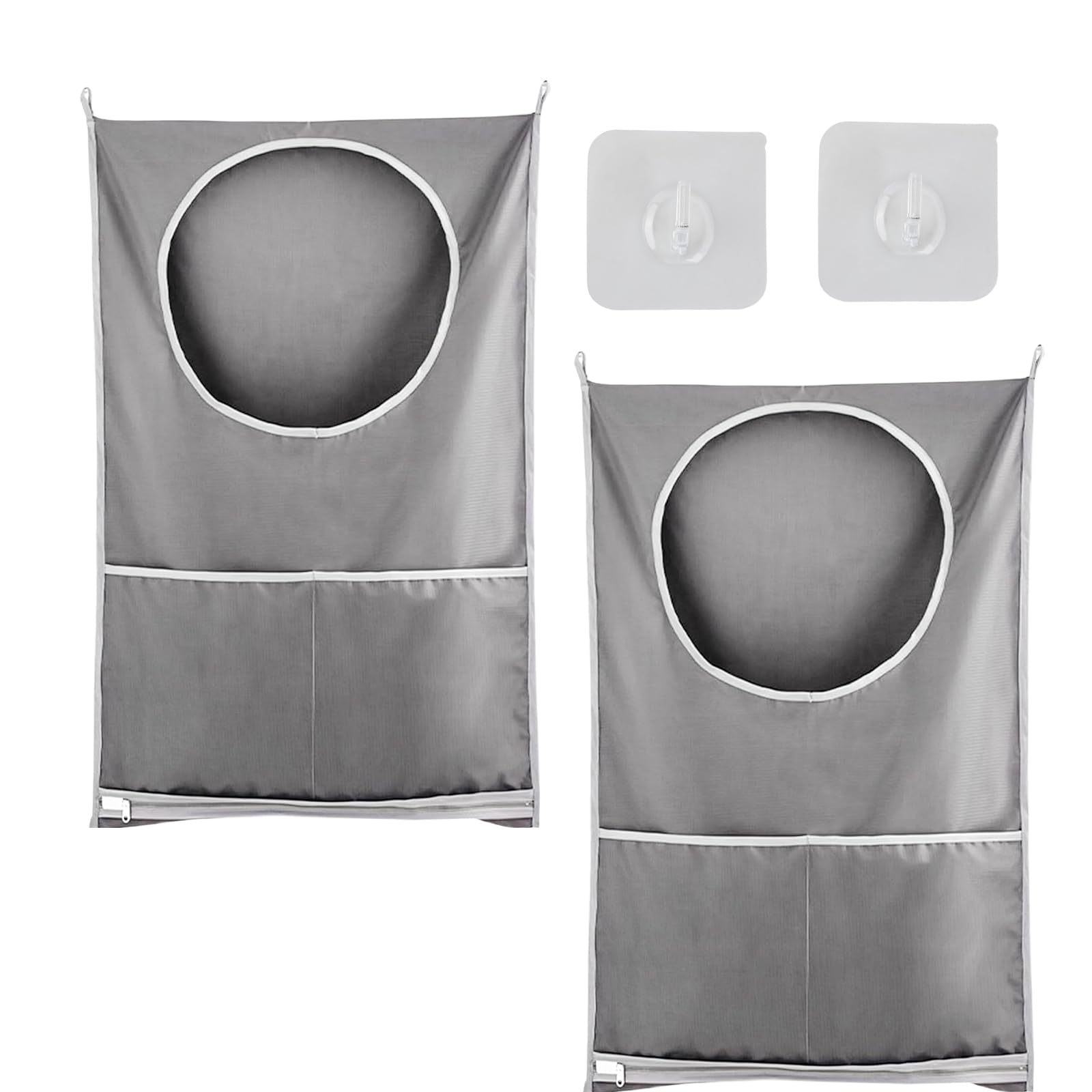 Nivofu,2 Piece Convenient Hanging Laundry Bags - Space Saving & Waterproof - Large Capacity Hanging Laundry Hamper,Storage Basket for Dirty Clothes-Home and Travel(50 * 77cm,Grey)