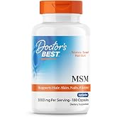 Doctor's Best MSM Supplement Capsules, for Men &amp; Women, Skin, 180 Caps | Supports Hair, Nails, Joint Health &amp; Mobility, 3000 mg Per Serving, Delivers Beneficial Sulfur w/ OptiMSM, Gluten Free