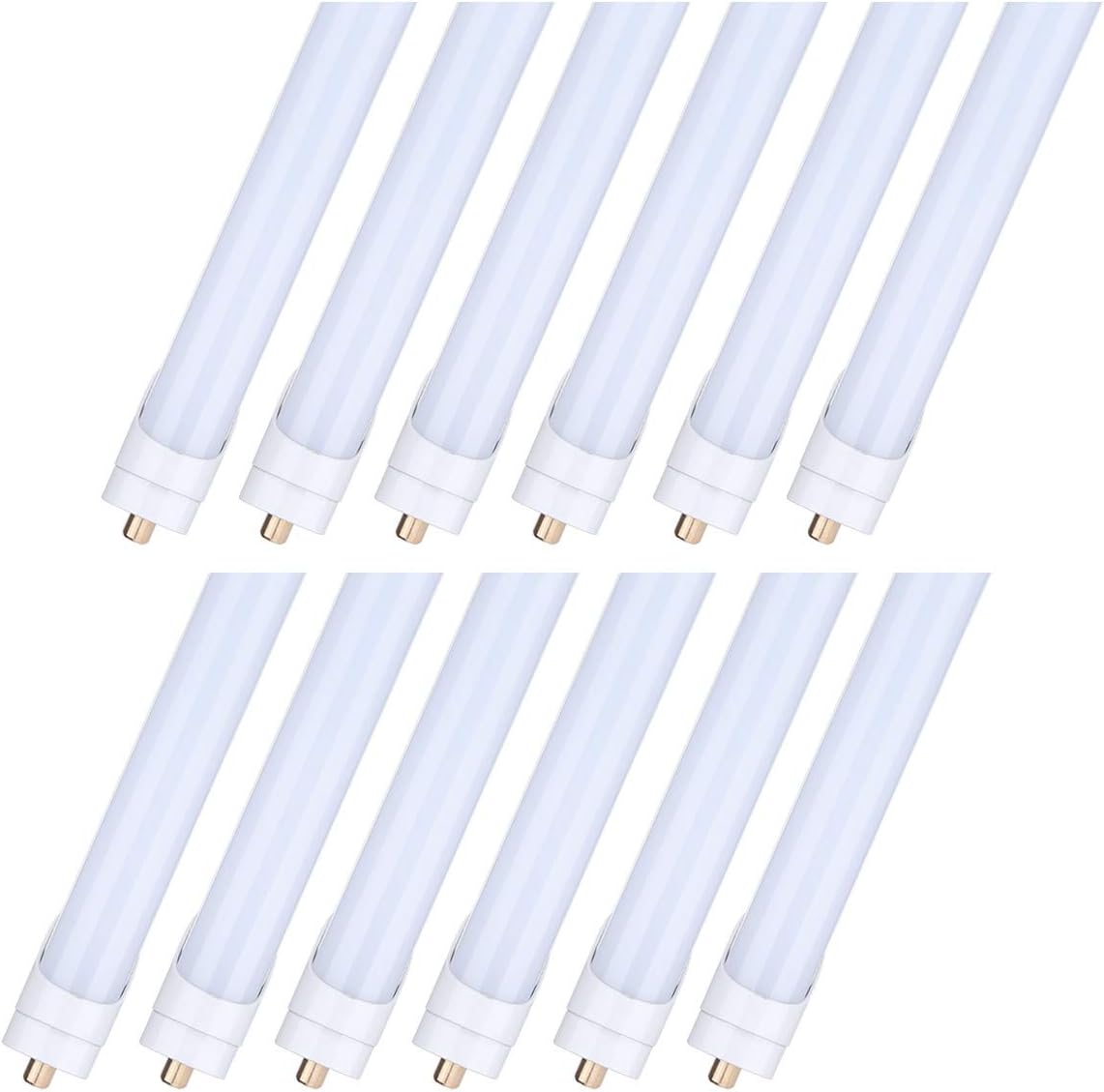 JOMITOP Led Tube Frosted 5000K Single Pin FA8 Base 8ft T8 LED Tube Light for Garage Daylight White 45W Replacement 100 Watt Fluorescent Tube Lamp, Double-Ended Power Pack of 12
