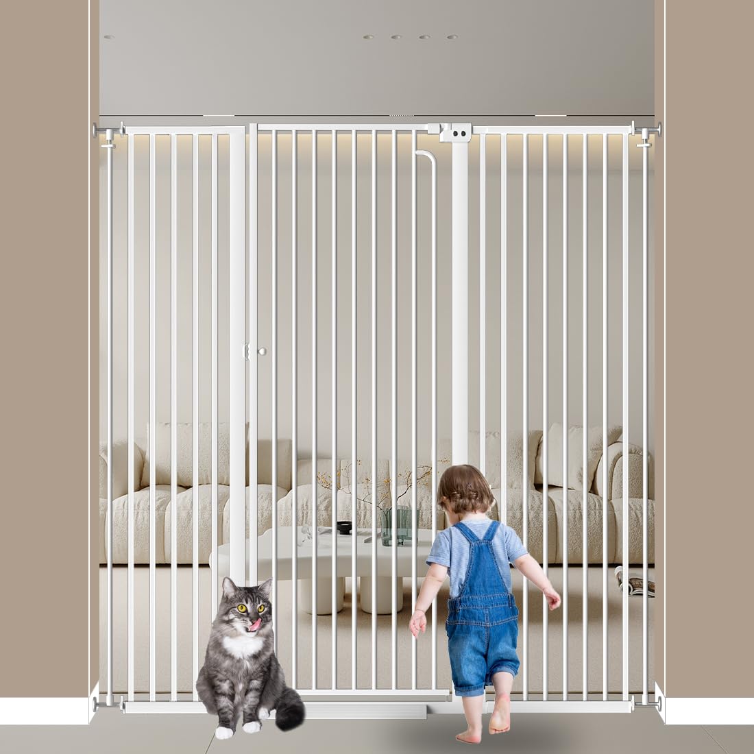 Photo 1 of 57" Extra Tall Cat Gate for Doorway,52.8"-57.4" Width, Extra Tall Baby Gate Tall Dog Gate Wide Baby Gate Safety,Narrow Auto-Close for Indoor Stairs, Doorways, and Kitchen