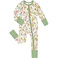 Teach Leanbh Unisex Baby Bamboo Viscose Pajamas with Mittens and Feet Cuffs 2 Way Zipper Long Sleeve Romper Sleep and Play