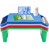 4 Pcs Kids Lap Desk Tray, Plastic Breakfast Laptop Trays, Portable Lap Bed Table with Side Pockets (20" x 10" x 7")