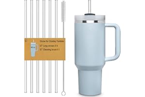 VGHNQ Straw for Stanley Cup 40 oz, 12 inch Replacement Long Straw Compatible with Stanley Tumbler Straws, 6 Reusable Straws with 1 Cleaning Brush, Tritan, Clear