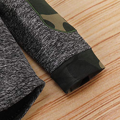 Kids Toddler Infant Baby Boys Girls Fall Outfit Plaid Pocket Hoodie Sweatshirt Jackets Shirt+Pants Winter Clothes Set (Camouflage, 6-12 Months)
