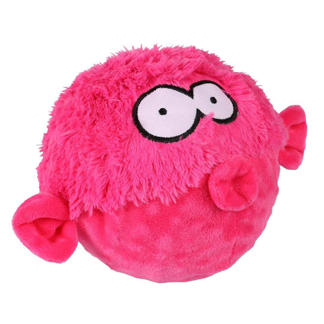 Coockoo, Gary Toy 17 x 20 x 12 cm Pink, Colourful and Durable Toy for Dogs, with Squeaker, TPR Thorny Ball Wrapped in Soft Plush, Velvety