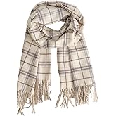 Floerns Women's Plaid Neck Scarf Fringe Poncho Shawl Wraps Lightweight Knitted Scarves