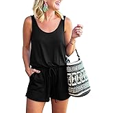 REORIA Womens Basic Summer Scoop Neck Sleeveless Tank Top Short jumpsuit Rompers