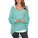 ZANZEA Women's Off The Shoulder Batwing Tops Casual Loose Oversized Tshirts Long Sleeve Fall Pullover Sweater Tops
